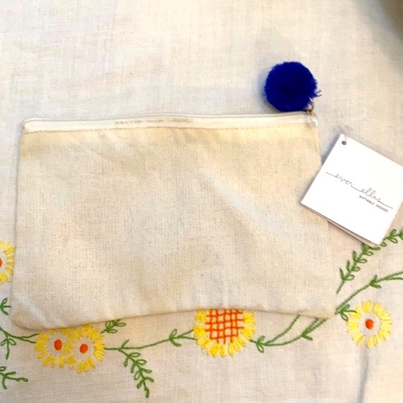 Ever Ellis Canvas And Blue Pom Zip Pack Sack “I’m Just Here To Pet All The Dogs” - Picture 2 of 9